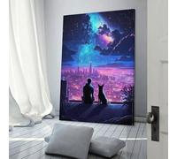 POLIUAWS Cosmic Cyberpunk Night Art Poster Print-denoise-denoise - Poster artistico da parete, immagine su tela, decorazione soggiorno, casa, 20 x 30 cm