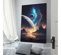POLIUAWS Cosmic Lake Oasis - Poster su tela, da parete, per camere, cucina, anniversario, moglie, marito, decorazione per la casa, 40 x 60 cm