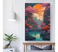 POLIUAWS Dipinto su tela "Colorato nel supporti", opera d'arte astratta, poster artistico, tela, arte murale, decorazione della stanza, set da 50 x 75 cm