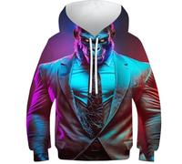 POLIUAWS Maglione con cappuccio a forma di gufo astronauta per bambini, stampa 3D, felpa a maniche lunghe, per ragazzi e ragazze, abbigliamento a maniche lunghe, Ceo Gorilla in Suit, 9-11 Jahre