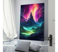 POLIUAWS Murale Arte su Tela Paese delle Meraviglie Aurora Montagna per Soggiorno Camera da Letto Decorazione Parete Pittura Soggiorno Cucina Regali Compleanno Donna 40x60cm
