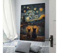 POLIUAWS Poster "The Starry Night Dogs", stampa artistica da parete, dipinto, poster da appendere, decorazione per la casa, 50 x 75 cm