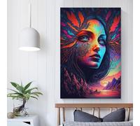 POLIUAWS Psychedelic By Nature-Dipinto Camera da Letto Bagno Decorazione Tela Wall Art 60x90cm