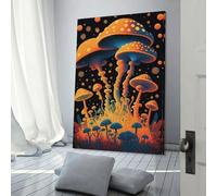 POLIUAWS Psychedelic Mushroom Fores5 Divertente Bagno Wall Art per Camera Ragazzi e Ragazze Tela 60x90 cm