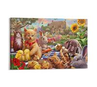 POLIUAWS Quadri Incontri Animali Parete Camera da Letto Bagno Decorazione Tela 60x90cm