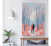 POLIUAWS Quadro su tela con fiocchi di neve e bacio dipinto, stile moderno, decorazione per casa, ufficio, matrimonio, decorazione per la casa, 50 x 75 cm