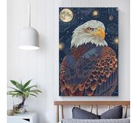 POLIUAWS Quadro su tela con immagine di un'aquila nel cielo notturno stellato, effetto dipinto, moderno, decorazione per casa, ufficio, matrimonio, decorazione per la casa, 20 x 30 cm
