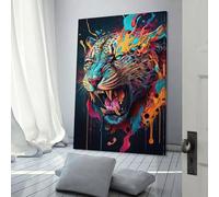 POLIUAWS Quadro su tela "Il misterioso leopardo" da parete per camera dei ragazzi, camera delle ragazze, 40 x 60 cm