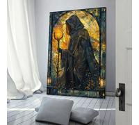 POLIUAWS Quadro su tela raffigurante un mago del fuoco in vetro colorato, arte astratta, poster decorazione da parete, 50 x 75 cm