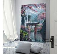 POLIUAWS Quadro su tela raffigurante una splendida vista sul lago, decorazione da parete, poster di nozze, 50 x 75 cm
