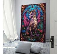 POLIUAWS Rouge Aetheria Pink Dragon Murale Arte su Tela per Salotto Camera da Letto Decorazione Parete Pittura Soggiorno Cucina Regali Compleanno Donna 30x45cm