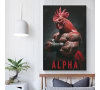 POLIUAWS Stampa artistica da parete "Alfa-Maschio-Gallo Meme", decorazione da parete, per camera moderna, cucina, stampa su tela, per donne e uomini, 20 x 30 cm