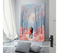 POLIUAWS Stampa su tela astratta con fiocchi di neve e bacio, decorazione artistica da parete per la stanza, 50 x 75 cm