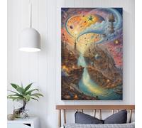 POLIUAWS Trippy_Psychedelic Art Work - Lavoro da parete in stile rustico, 20 x 30 cm