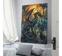 POLIUAWS WTD - Stampa su tela con motivo drago, motivo: storia, arte murale, immagini, set da parete, decorazione per la casa, 20 x 30 cm