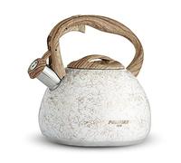 Poliviar JX2020-YB30-DE,Bollitore moderno a induzione, in acciaio inox, per tutti i piani cottura, bollitore a flauto con manico in vena di legno, max. 3 l, filo di platino (JX2020-YB30-DE)