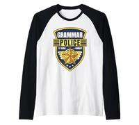 Polizia Grammatica per Servire E Correggere - Divertenti Insegnanti di Inglese Maglia con Maniche Raglan