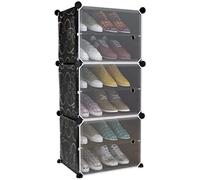 Polj- Scarpiera Componibile Porta Scarpe Mobile Porta oggetti Multifunzione Organizer Scaffale Salvaspazio Modulare Impilabile Mobiletto Armadio Fai da te 3 Scomparti 6 Ripiani Livelli