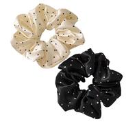 Polka Dots - 2 elastici per capelli da donna, 12 cm, per capelli Scrunchies, elastici spessi per supporto per coda di cavallo, accessori per capelli per ragazze, colore nero e bianco