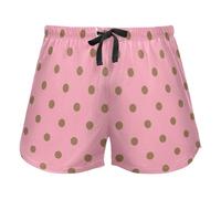 Polka Dots Bright Pink Women's Lounge Shorts Pajama Bottoms Yoga Sports Elastic Waist Drawstring,L