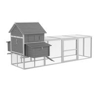 Pollaio da Giardino con Casetta per Galline Rampa e Area Aperta 310,5x149,5x149 cm Grigio