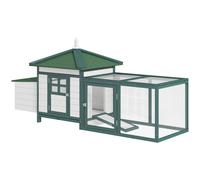 Pollaio Da Giardino Prefabbricato In Legno 196x76x97cm, Bianco E Verde