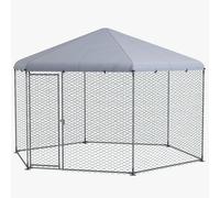 Pollaio Gabbia per Galline da Esterno 4x3,5x2,6m in Acciaio e Tessuto Oxford Argento