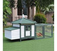 Pollaio in legno PawHut con nido spazio di corsa 196x76x97cm verde green 196x76x97 cm