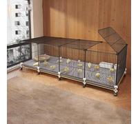 Pollaio per Galline da Esterno 10 Galline con Ruote, Gabbia per Galline Ovaiole da Esterno con Lucernario e Porta per la Cattura e L'alimentazione Facile da Pulire(140 * 35 * 47cm)