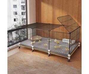 Pollaio per Galline da Esterno 10 Galline con Ruote, Gabbia per Galline Ovaiole da Esterno con Lucernario e Porta per la Cattura e L'alimentazione Facile da Pulire(105 * 35 * 47cm)