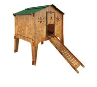 Pollaio rialzato per 10 galline in laminato HPL anti acaro rosso POLLY DUPLEX L