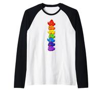 Polli Arcobaleno Pride Impilati Carini LGBTQ Kawaii Maglia con Maniche Raglan