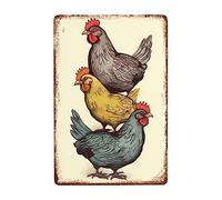 Polli Divertenti Targa In Metallo Decorative Cartelli Metallo Vintage Poster Metal Per Bagno Cucina Murale