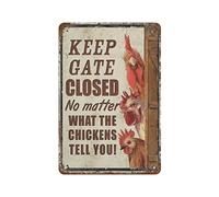 Polli Farm Keep Cancello Chiuso Cartello in Metallo Targa in Alluminio Vintage Targa in Ferro Pittura Poster in Latta per Bar Uomini Cave Cafe Garage all'aperto Decorazione della Parete di Casa Regali