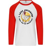 Polli Pooh il Mio Breakfast Divertente Cibo Uova Uomo L/S Baseball T-Shirt