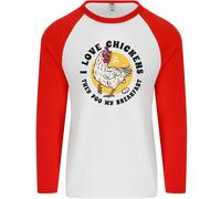 Polli Pooh il Mio Breakfast Divertente Cibo Uova Uomo L/S Baseball T-Shirt