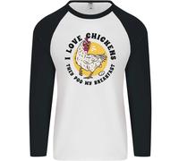 Polli Pooh il Mio Breakfast Divertente Cibo Uova Uomo L/S Baseball T-Shirt