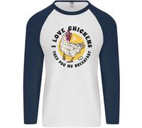 Polli Pooh il Mio Breakfast Divertente Cibo Uova Uomo L/S Baseball T-Shirt