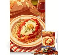 Pollo alla parmigiana con spaghetti e vino per adulti Puzzle da 1000 pezzi Benessere mentale Piacevole tempo libero Taglio preciso Regalo significativo (50x75cm)