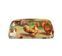Pollo arrosto, gallina, fattoria, borsa per il trucco, borsa da viaggio, astuccio grande per matite per uomo e donna, portamonete in pelle con cerniera