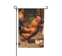 Pollo arrosto Gallina Fattoria Cortile Bandiera da giardino Bandiere da giardino primaverile Bandiera da giardino per il giorno di San Patrizio Decorazione esterna 12 pollici x 18 pollici Bandiera in