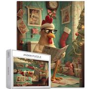 Pollo che indossa cappello di Babbo Natale 1000 pezzi puzzle per adulti divertente animale bagno arte puzzle colorato fai da te puzzle per la decorazione della casa regali puzzle famiglia perfetto per