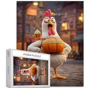 Pollo che trasporta un razzo di zucca 1000 pezzi puzzle per adulti Halloween scena arte puzzle colorato puzzle fai da te per la decorazione della casa regali puzzle famiglia perfetto per serate di