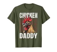 Pollo Daddy, Un Design Divertente per Ogni Gallo nel Cestino Maglietta, Uomo, Oliva, S