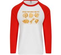Pollo Divertente Umorismo Chef BBQ Cibo Cook Uomo L/S Baseball T-Shirt