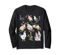 Pollo Loving Ladies Rose e Gallo Galline Pulcini Uccelli Maglia a Manica