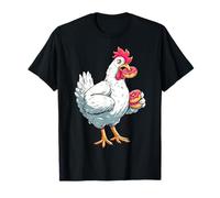 Pollo Mangiare Ciambella Ritratto Animale Motivo Opera D'arte Pollo Maglietta