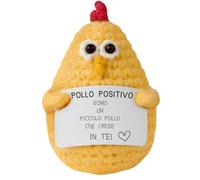 Pollo Positivo© | Regalo di Pasqua | Idea Divertente & Simpatica | Compleanno Bambino Bambina | Festa Amico| Sorpresa Collega| Amigurumi Motivazionale| Giocattolo Comico| Decorazione Tavola Pasqua