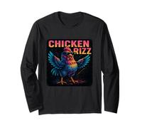 Pollo Rizz Cool Gallo Umorismo Trendy Farm Vibes Maglia a Manica