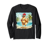 Pollo sotto le palme in bikini per gli amanti della spiaggia Maglia a Manica